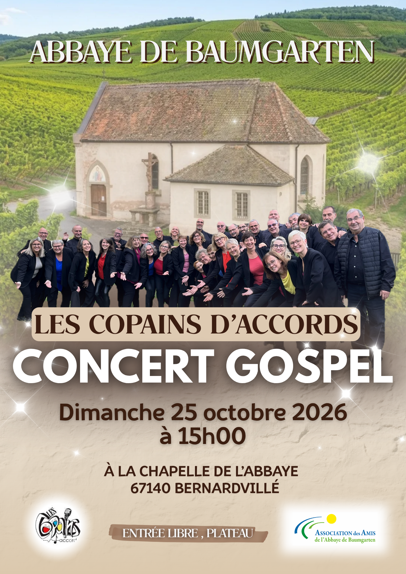Concert gospel, le 25 octobre 2026 à l’abbaye de Baumgarten